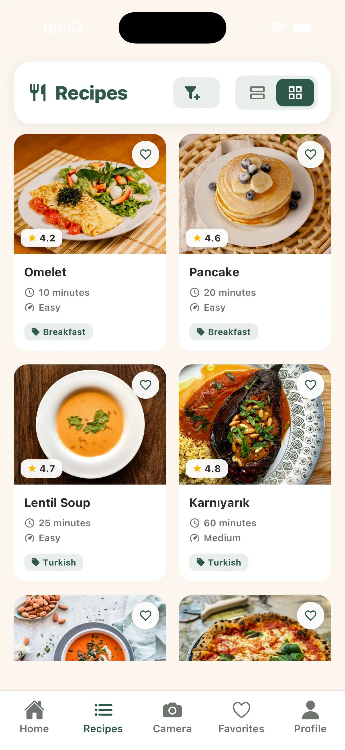 AI Chef mobil uygulamasının ana ekranı 2