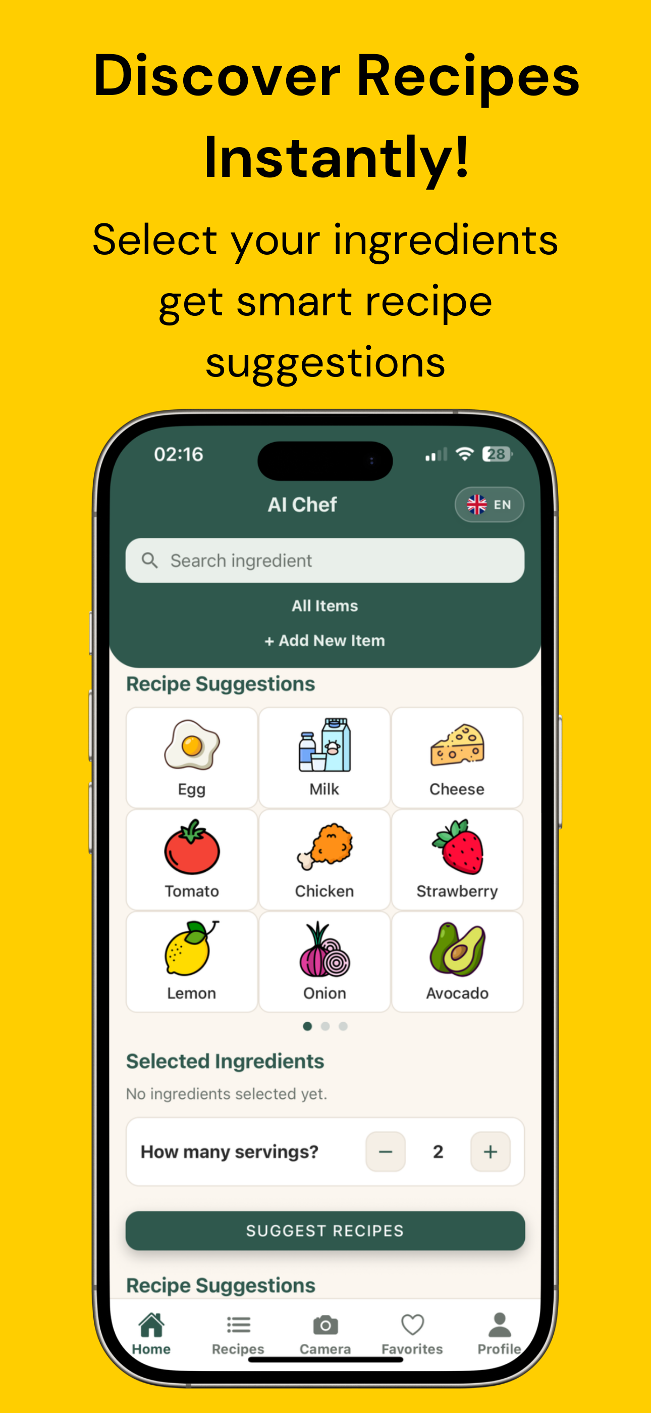 AI Chef Main Screen